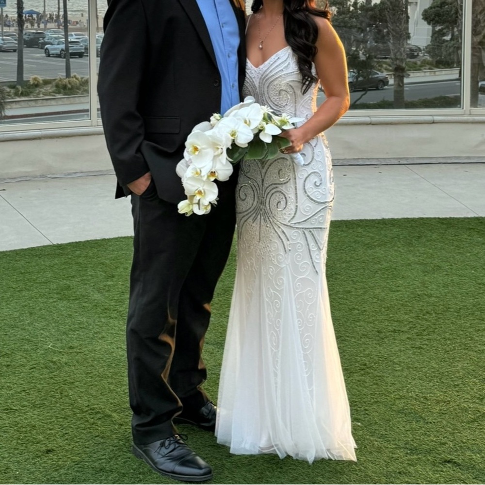 White gorgeous elegant beaded dress